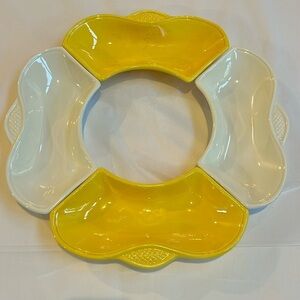 California Pottery Lazy Susan Mid Century Yellow White
